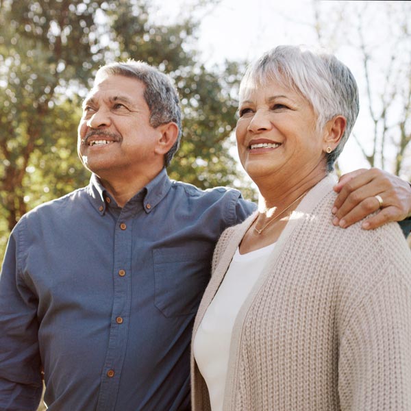 senior couple smiling